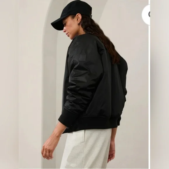 Athleta Sateen Bomber Jacket Coat NWT XL TALL - Picture 2 of 7
